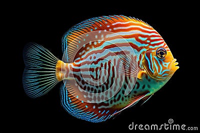 Mesmerizing Colorful Discus Fish in the Deep - Generative AI Stock Photo