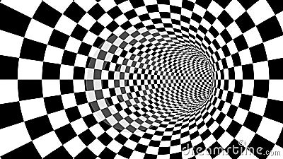 Optical black and white tunnel illusion Cartoon Illustration