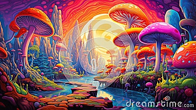 Mesmerizing Dance of Colors: Where Digital Dreams Mingle with Abstract Realms - Generative AI Stock Photo