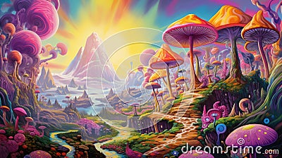 Mesmerizing Dance of Colors: Where Digital Dreams Mingle with Abstract Realms - Generative AI Stock Photo