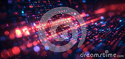A mesmerizing dance of vibrant binary code illuminating the depths of a digita? Stock Photo