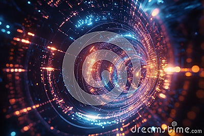 A mesmerizing digital fractal structure, composed of swirling holographic AI-driven data clusters, Stock Photo