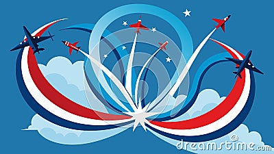 A mesmerizing display of aerial acrobatics as the jets twist and turn their smoke trails intertwining to form a dazzling Vector Illustration