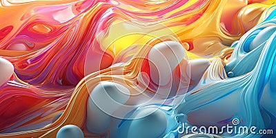 A mesmerizing display of 3-D extruded liquid art. AI generative Stock Photo