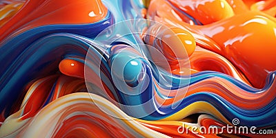 A mesmerizing display of 3-D extruded liquid art. AI generative Stock Photo