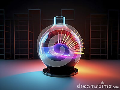 Explore AI-generated art that bends light & color, blending quantum wave-tracing, v-ray tracing, and futuristic design for a capti Stock Photo