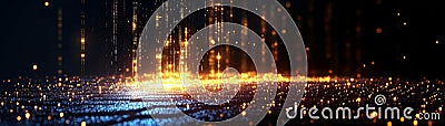 A mesmerizing display of light particles creating a digital atmosphere Stock Photo