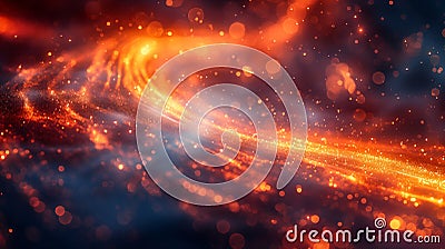 Vibrant neon light trails creating dynamic patterns on dark background. Generative AI Stock Photo