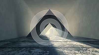 The mesmerizing effect of a triangular shadow cast beneath a pyramidlike structure giving the illusion of a disappearing Stock Photo