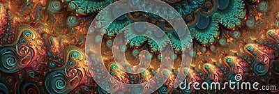 A mesmerizing, fractal design with intricate, repeating patterns and a vivid color palette, evoking a sense of infinity Stock Photo