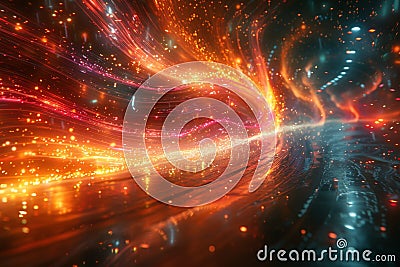 Mesmerizing fusion abstract realism digital art of zouk performance on futuristic dancefloor Stock Photo