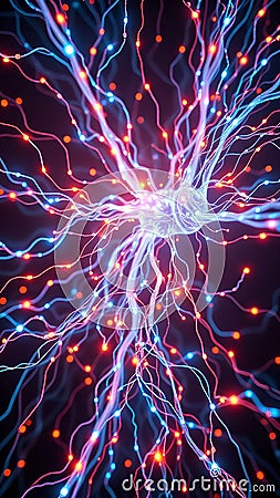 Mesmerizing Fusion: Glowing Data Streams & Interconnected Cables Form Digital Nervous System in Sci-Fi Inspired 32K Stock Photo