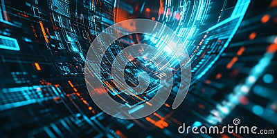 A mesmerizing futuristic AI-driven high-speed automated trading system, displaying glowing Stock Photo