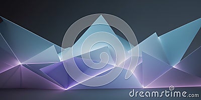 Mesmerizing geometric design of luminescent triangles gradually dissolving into darkness Stock Photo