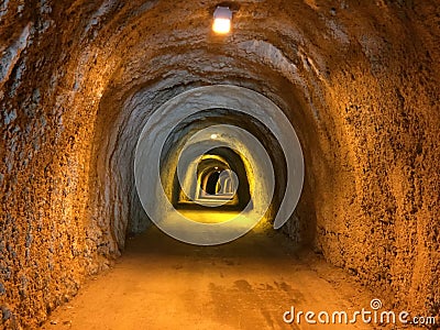 The mesmerizing golden tunnel in Montenegro Stock Photo