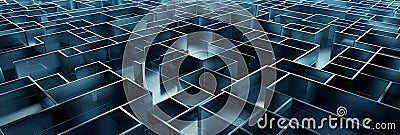 A mesmerizing grid of intersecting lines and polygons resembling a digital maze Stock Photo