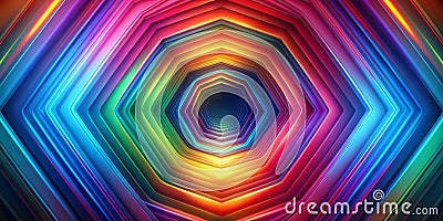 A Mesmerizing Hexagonal Loop Swirling and Kaleidoscopic Rendered in a Vibrant Spectrum of Colors Creative AI Stock Photo