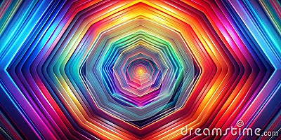 A Mesmerizing Hexagonal Loop Swirling and Kaleidoscopic Rendered in a Vibrant Spectrum of Colors Creative AI Stock Photo