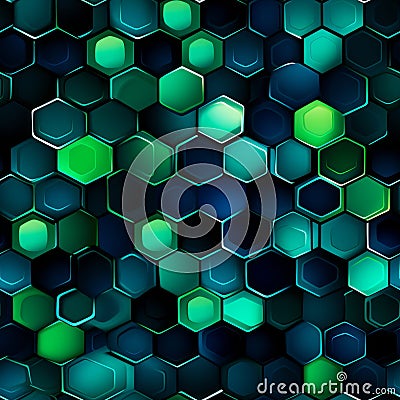 Mesmerizing hexagonal tessellation in captivating blue and green shades, creating a stunning pattern Stock Photo