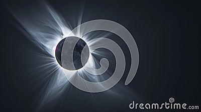 Stunning Solar Eclipse with Dynamic Coronal Streams, Generative AI Stock Photo