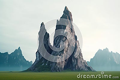 mesmerizing image jagged rock on empty field generative ai Stock Photo