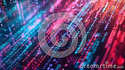 Mesmerizing Kaleidoscopic Explosion of Vibrant Neon Lights and Luminescent Rays Illuminating a Futuristic Digital Matrix Stock Photo
