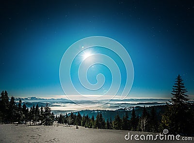 Mesmerizing landscape of snowy ski slope Stock Photo