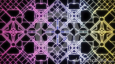 A mesmerizing pattern of neon lights creates a captivating visual experience. Stock Photo