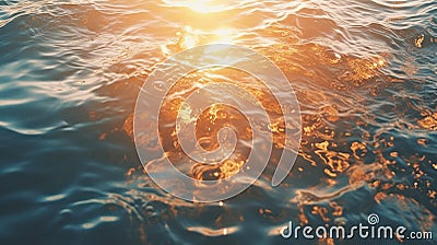 Sunlit Serenity: Close-Up of Sparkling Ocean Waters Stock Photo
