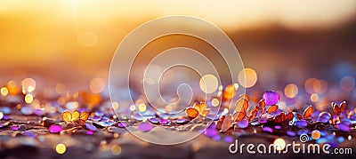 Mesmerizing purple violet and gold glitter bokeh background with captivating shining texture Stock Photo