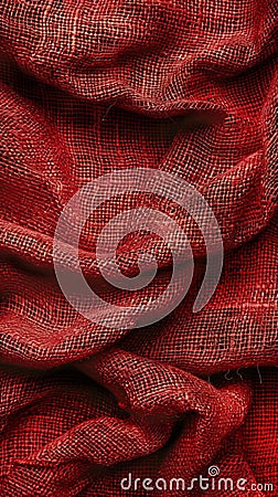 Mesmerizing ruby waves in fabric texture, creating a sense of fluid elegance suitable for luxury design elements. Burlap Stock Photo