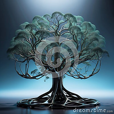 A mesmerizing scifi tech-savvy binary tree entity. AI generated Stock Photo