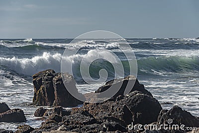 Mesmerizing seascape with waves washing the coast Stock Photo