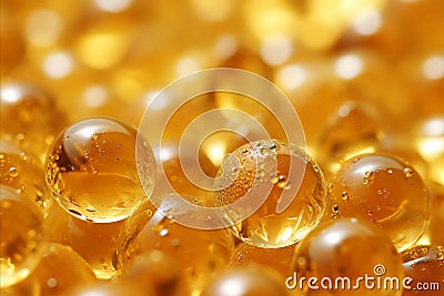 Mesmerizing Shimmering Spheres with Radiant Golden Hue Floating Freely in Vast Expanse Stock Photo