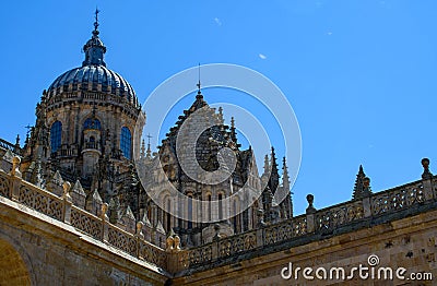 A mesmerizing shot of a faÃ§ade of the Salamanca Cathedral in Spain. Editorial Stock Photo