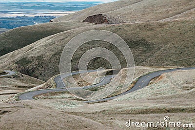 Mesmerizing shot of long roads on the mountains Stock Photo