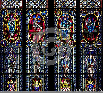 Mesmerizing shot of a window taken in the cathedral of Cologne, Germany Editorial Stock Photo