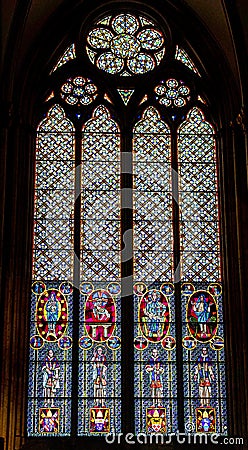 Mesmerizing shot of a window taken in the cathedral of Cologne, Germany Editorial Stock Photo
