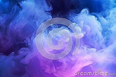 A mesmerizing spectacle of purple and blue searchlights amidst swirling smoke. Stock Photo