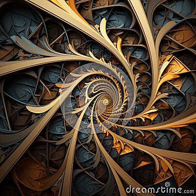 Mesmerizing spiral fractal dance of complexity, Generative AI Stock Photo