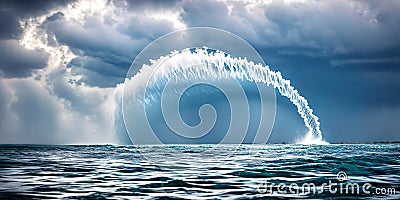The mesmerizing spiral pattern of a waterspout forming over a body of water Stock Photo