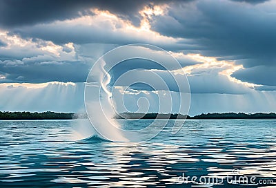 The mesmerizing spiral pattern of a waterspout forming over a body of water Stock Photo