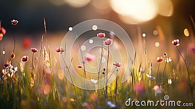 A mesmerizing summer affair of enchanting wildflowers in a beautifully blurred bokeh background Stock Photo