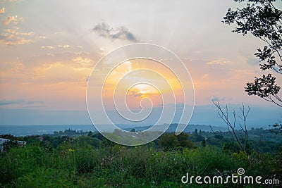 mesmerizing sunset in a field in georgia Stock Photo