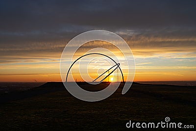 Mesmerizing sunset over the field with the Halde Hoheward Stock Photo