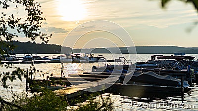 Mesmerizing sunset view over Lake Wallenpaupack in Northeast Pennsylvania captured in summer Editorial Stock Photo