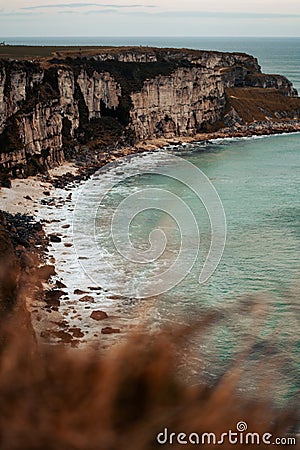 Mesmerizing view of Carrick-A-Rede Rope Bridge, Ballycastle, Northern Ireland, UK Stock Photo