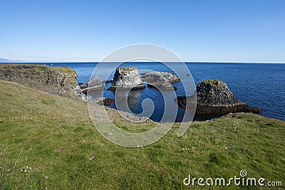 Mesmerizing view of the Gatklettur natural attraction in Arnarstapi, Iceland Stock Photo