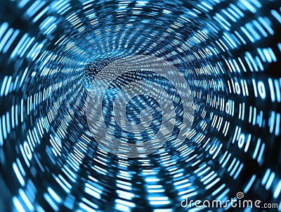 Digital Tunnel of Binary Code Stock Photo