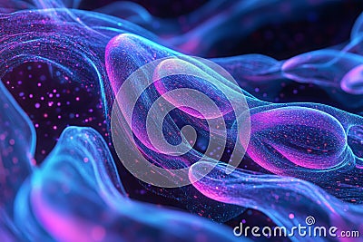 A mesmerizing visualization of futuristic data streams flowing through a high-tech neural matrix. Stock Photo